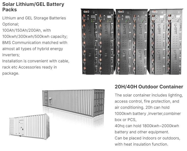 ESS 10 Years Life time Outdoor Battery Cabinet 1MWh 5MWh 10MWh 20ft 40ft Container Solar Battery Energy Storage System